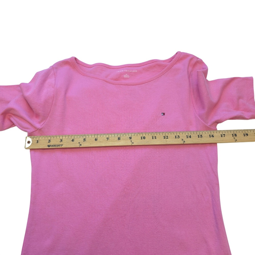 Tommy Hilfiger Pink Cotton Scoop Neck Short Sleeve Tee Shirt Womens Med Coastal - Picture 3 of 8